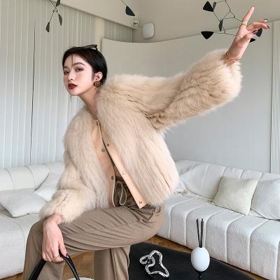 China 2022 New Autumn Winter New China Fox Fur Coats Women Warm Viable High Quality Knitted Fur Coats For Ladies for sale