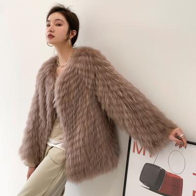 China 2022 Fashion Women's New Wholesale Casual Good Quality Warm Winter Jacket Real Raccoon Knitted Fur Coat For for sale