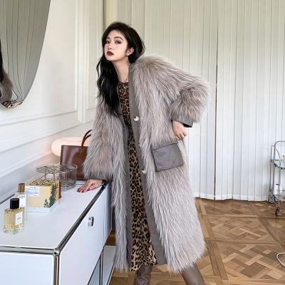 China Fashionable Women's Thick Natural Fur Coat Ladies Full Skin Warm Winter Long Sheath Real Raccoon Fur Jacket for sale