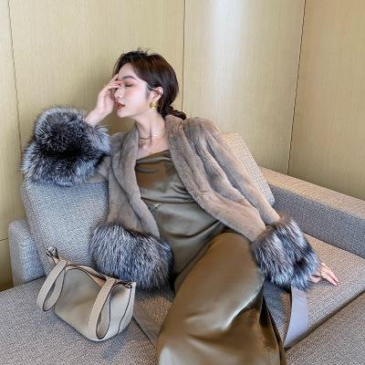 China Hot Women Real Mink Fur Coat Jacket Sale Brown Fashion Winter Women Plus Size Jacket Luxury Medium Length Mink Fur Coats for sale