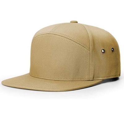 China COMMON 7 Panels Adjustable Strapback 7-Panel Snapback Camper Hat Leather Sports Hats Cotton Twill Structured Hats for sale