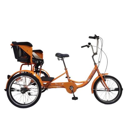 China Tricycle Rickshaw 20 24 inch SHIMANO 6 speed Adult Pedal tricycle 3 Wheel cycle rickshaw WITH BABY SEATS for sale