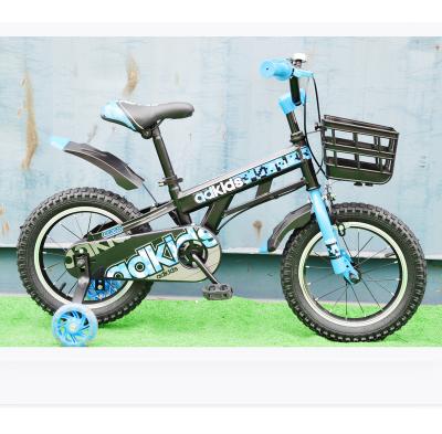 China Steel 16inch blue color boy cool bike steel kids bicycle Children bikes with bottle and side wheels for sale