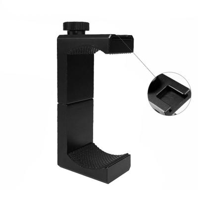 China Anti-Corrosion Thicker Hot Shoe Aluminum Metal Mount Stand Large Smartphone Tripod Cell Phone Clip Clamp for sale