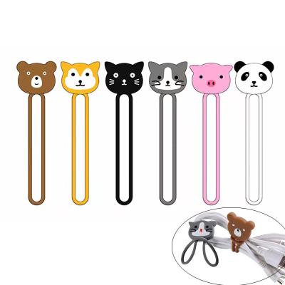 China Colorful Line Charging Wire Cartoon Mobile Phone Animal Useful Gift Animal Silicone Cable Winder USB Cable Winder Earphone Finishing Clip for sale