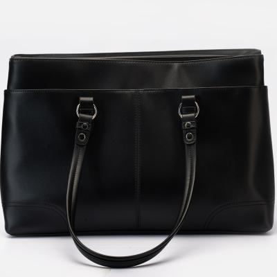 China Multifunctional Fashion Business Office Meeting Bag Notebook Briefcase Black Leather Fashion Shoulder Bag Polyester for sale