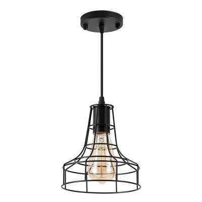 China Modern Simple Retro HeadIron Jar Lid Chandelier Black Pendant Lights Vintage Industrial Lighting For Dining for sale