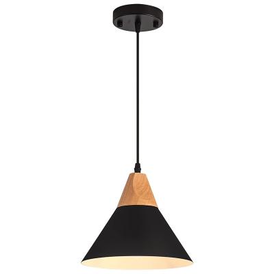 China E26 Chandelier Pendant Light 10inch Nordic Modern Black Wood Metal Pendant Lights Nordic Hanging Pendant Lighting For Kitchen for sale