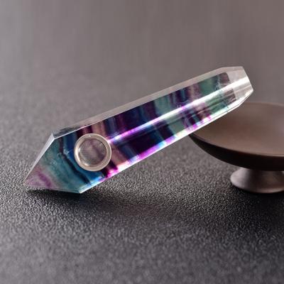 China From China Factory Wholesale Rainbow Fluorite Pipe Smoking Pipe Crystal Pipe Directly for sale