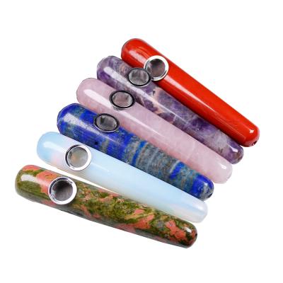 China Wholesale Eco-Friendly Nature Crystal Smoking Pipe With Massage Side Stick Hole Crystal Smoking Pipe For Mouth for sale