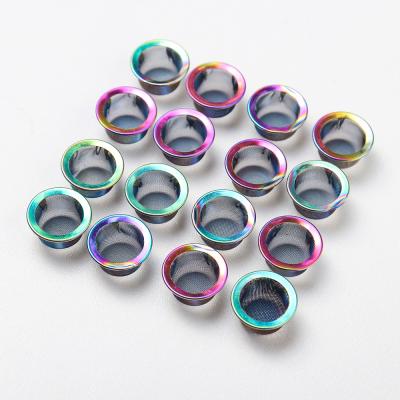 China 10PCS/Bag 16mm Crystal Pipe Filter Accessories Rainbow Color Smoking Pipe Metal Ball Eco-friendly Filter Mesh Household Tobacco for sale