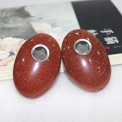 China Eco-friendly Ellipse Smoking Pipe Smoking Accessories Sand Stone Tobacco Pipe Smoking Tobacoo Crystal 120*65*35mm * Gift Box About 85g 10 pcs for sale