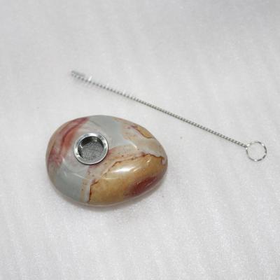 China Ellipse Crystal Pipe Smoking Accessories Wholesale Ocean Agate Eco-friendly Tobacco Pipe Smoking Tobacoo 120*65*35mm About 85g Eco-friendly for sale