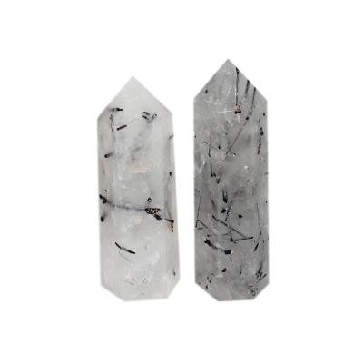 China Wholesale High Quality Natural Crystal Therapy Quartz Stones China Black Hair Crystal Point for sale