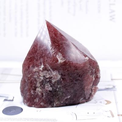 China High quality natural crystal stone raw ornamental point strawberry stone china gemstone crystal point for sale