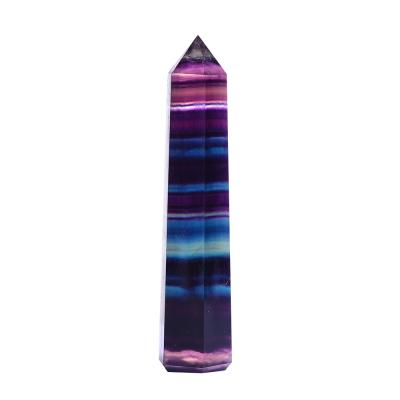 China Wholesale Natural Specimen Healing Crystal Wand Obelisk Tower Point Fluorite Rainbow Europe Crystals Rock Stone Ore for sale