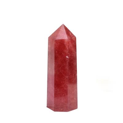 China Wholesale Natural Strawberry High Quality Natural Quartz Point Gemstone Healing Crystal Stones From China for sale