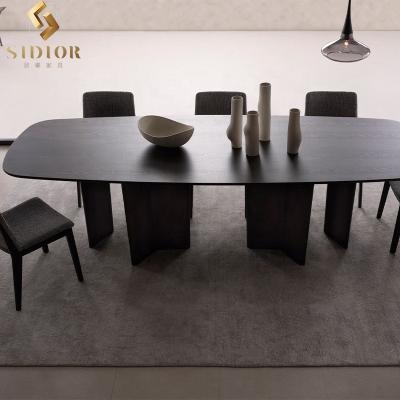 China 2022 Convertible Design 6 Seater Italian Modern Simple Restaurant Furniture Dining Room Wooden Dining Table 2022 for sale