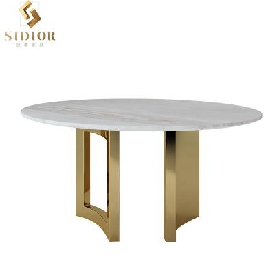 China Modern Luxury Convertible Dining Table Round Jazz White Marble Dining Table Natural for sale