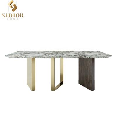 China Factory New Design 2022 Modern Stone Dining Tables Nordic Wholesale Convertible Marble 6 Seater Dining Table for sale