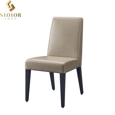 China Cooling French Dining Chairs 304 Stainless Steel Frame Modern Leather Seat Top Luxury Dining Chair for sale