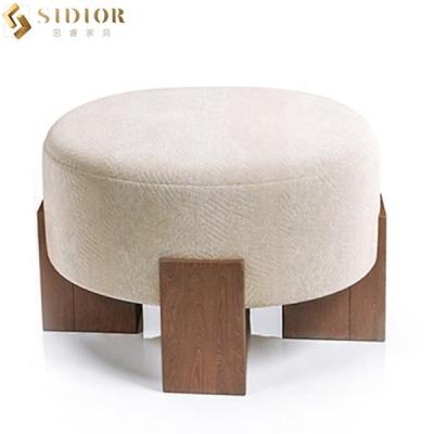 China Convertible 60 Cm Length Stretch Round Shape High Density Mid Century Ottoman Stool for sale