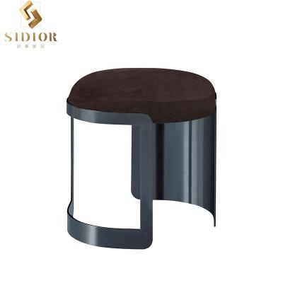 China Contemporary European Style Makeup Dressing Stool Around Ottoman Fabric Upholstery for sale