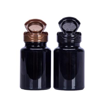 China 120ml Empty Black Plastic Medicine Bottle Pet Jar 120cc Capsule Bottle Eco-friendly Recyclable for sale