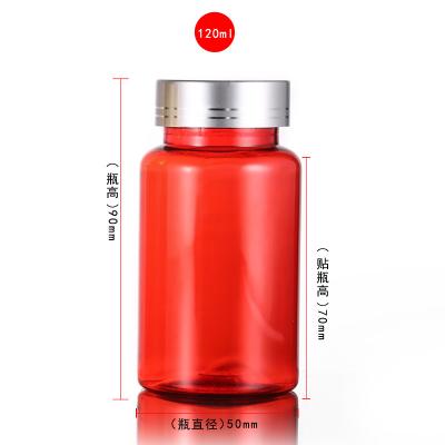 China PET 120ml Capsule Bottle Eco-friendly Recyclable Plastic Pharma Grade Plastic Bottle With Red Flip Cap Bottle for sale