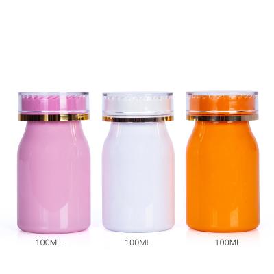 China Eco-friendly Recyclable 120cc PET/PE Medicine Bottle With Double Layer Lids Screw Cap Pill Bottle Capsule Bottle for sale