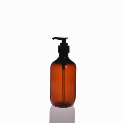 China Manufacturer Wholesale Brown Gray 500ml Empty Pet Shampoo Recyclable Material Plastic Bottle With Pump Cap Hand Sanitizer Bottle for sale