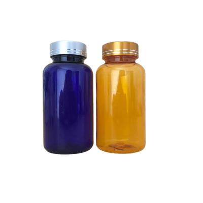 China 100ml 150ml 200ml 250ml High Empty Plastic Pill Container Medicine Drug Vitamin Sealed Amber Capsule Tops PET Plastic Bottle for sale