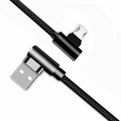 China MP3/MP4 Player Micro USB Cable 2A Fast Charger USB Tie Down 90 Degree Elbow Nylon Braided Data Cable For Samsung Sony Android For Phone for sale