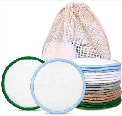 China Eco-Friendly Reusable Makeup Remover Pads With Washable Laundry Bag And Round Box For Storage | 100% Organic Bamboo Cotton Pads for sale