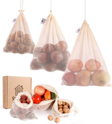 China Eco-Friendly Reusable Product Bags Washable Cotton With Tare Weight | Reusable Mesh Produce Bags Organic Cotton for Fruits and Veggies for sale