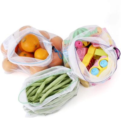 China Shopping Set Of 3 Mesh Produce Bags Reusable, Eco-friendly Washable And Transparent Fruit Bag, Premium See Through Lightweight Mesh Bag for sale