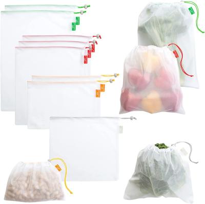 China Shopping Mesh Produce Bags Reusable With Colorful Tare , 3 Sizes Washable Grogery Bags Lightweight , Strong See for sale