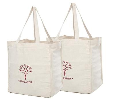 China Extra Large Eco Friendly Preshrunk Reusable Collapsible 100% Natural Cotton Tote With Handles Sleeve And Bottle Compartment for sale