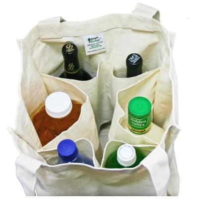 China Factory 6 Bottle Sleeves Ecology Sustainable Cotton 100% Organic Grocery Bag for sale