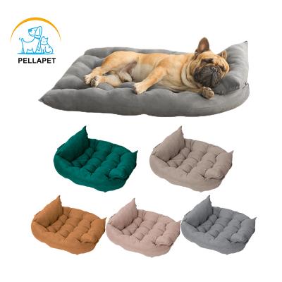 China Durable Suede Medium Large Dogs Cats Waterproof Foldable Anti-Slip Sofa Dog Cushion Bed Orthopedic Memory Foam Fluffy Dog Bed for sale