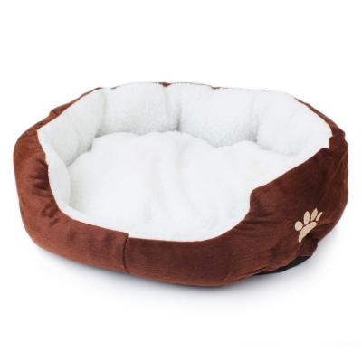 China Factory Large Round Lamb Wool Plush Warm Cushion Soft Washable Luxury Durable Pet Cat Dog Sofa Bed for sale