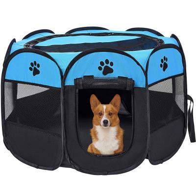 China Outdoor Indoor Elastic Soft Kennel Exercise Pen Pet Bed Dog Cages Breathable Oxford Cloth Playpen Cages For Dog Cat Foldable Carriers for sale