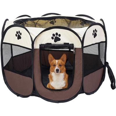 China Dropshipping Breathable Washable Portable Folding Dog Mesh Oxford Octagon Easy Operation Pet Carrier Tent Kennel Playpen Cage for sale