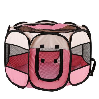 China Best Selling Breathable Foldable Dog Playpen House Cat And Dog Pet Kennel Amazon Pet Carrier Camping Bed Octagonal Sleep Tent Pink Fence for sale