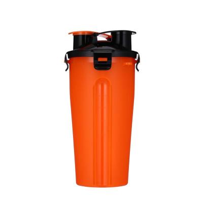 China Sustainable 2-in-1 Dog Water Bottle Pet Food Container With Silicone Travel Dog Rolls Outdoor Portable Dog Driver Drink Cup for sale