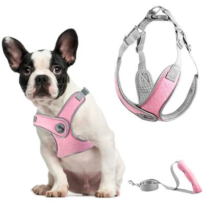 China Padded Custom Reflective Adjustable Customs Officers Training Dog Harness With Leash No Pull Pet Harness Vest Set For Small Medium Dogs for sale