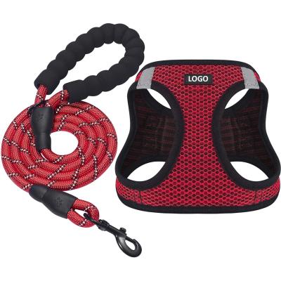 China Factory Price Padded Adjustable Custom Breathable Soft No Pull Personalized Dog Harness And Leash Set for sale