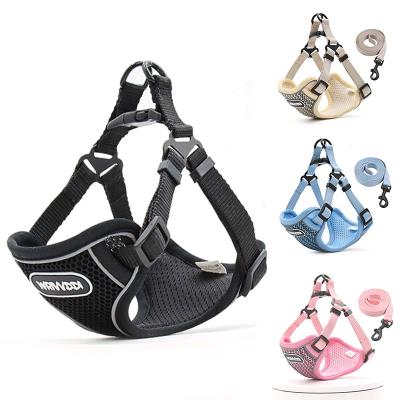 China Hot Sale OEM ODM Breathable Padded Harness and Leash Set Soft Mesh Padded Custom Adjustable Reversible No Pull Dog Harness for sale