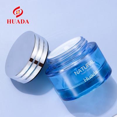 China Cosmetic Cylinder Plate Cap 30g 50g 80g Glass Cream Jar Package Skin Care Gold Serum Jar Cream Toner Bottle Glass Sliver for sale