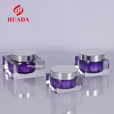 China Wholesale Cover Cosmetic Acrylic Plastic Purple Gradient Packaging Skin Care Bottles Cosmetic Bottles for sale